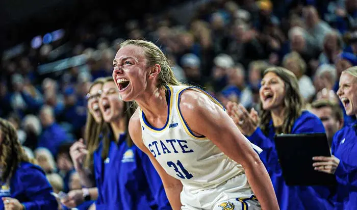 Female basketball player yelling